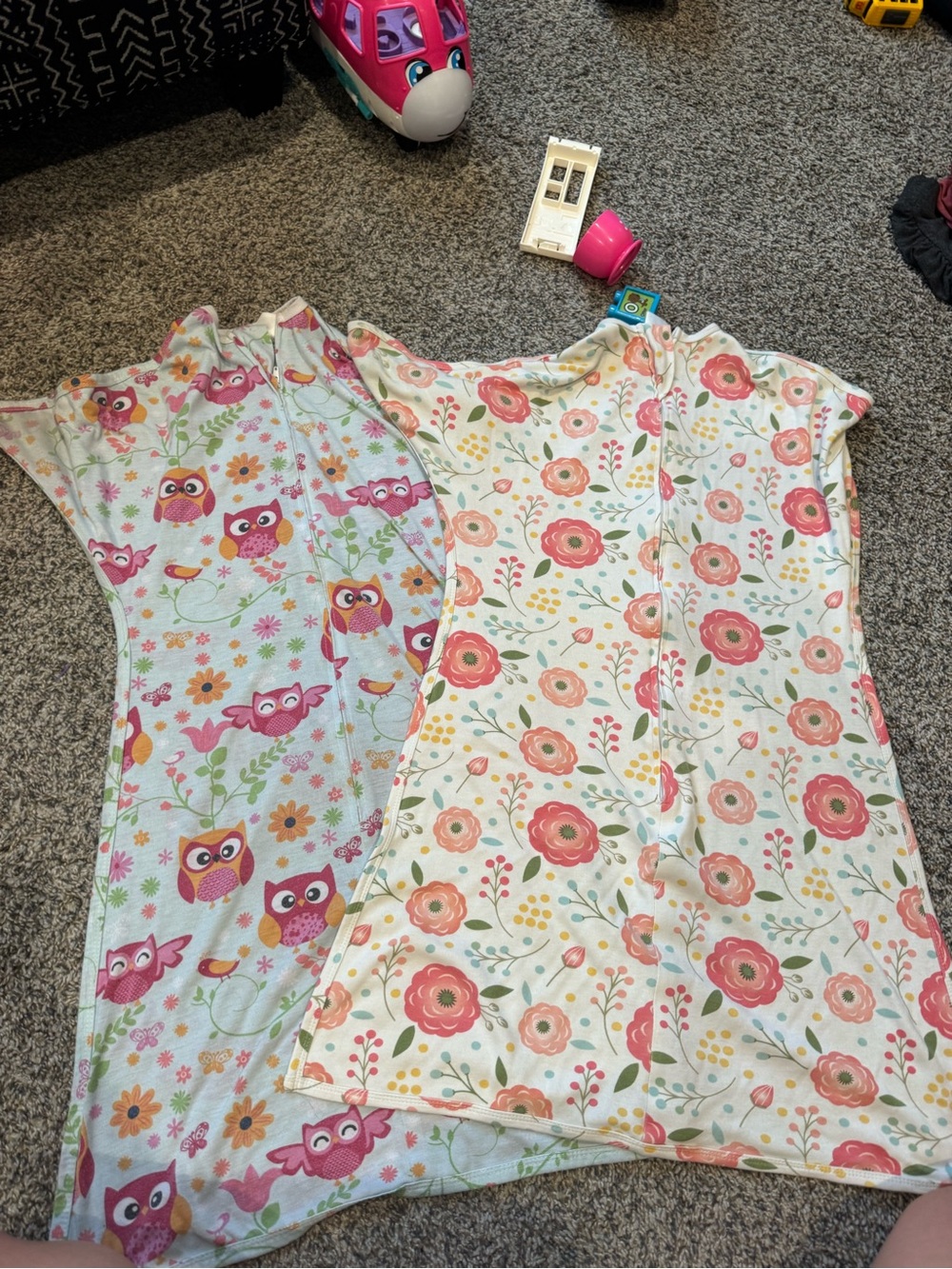 Girls Pink Floral & Owl SleepSack zipadee zip